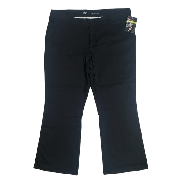 Dickies Womens FLEX Slim Fit Bootcut Twill Pants Black 18short NWT - Picture 2 of 8